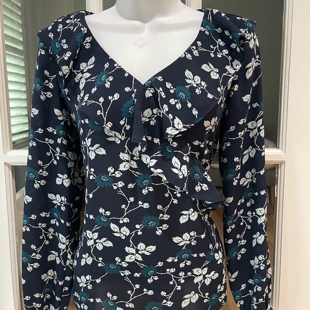 LOFT Blue Long Sleeve Blouse
